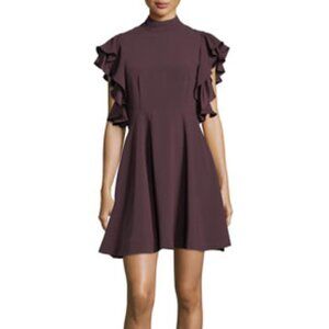 Cinq A Sept Reina Ruffle Sleeve Dress in Purple sz 2